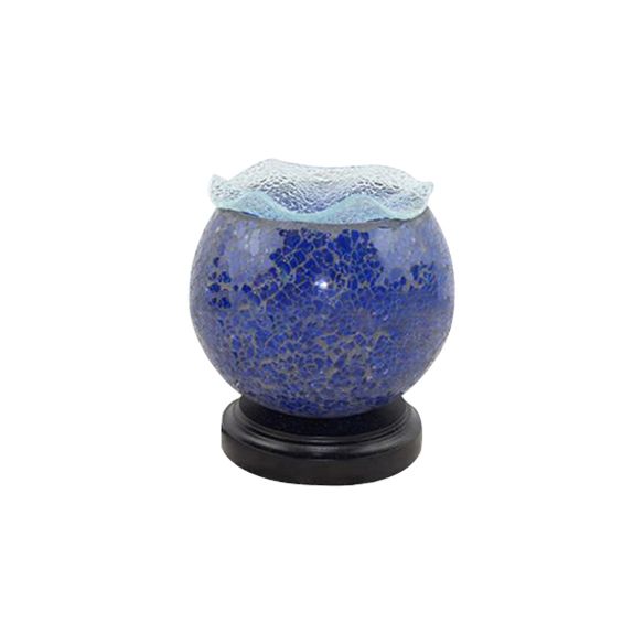 Tiffany Globe Shaped Desk Light with Plug In Cord 1 Light Glass Small Desk Lamp in Blue/Red for Kid Bedroom