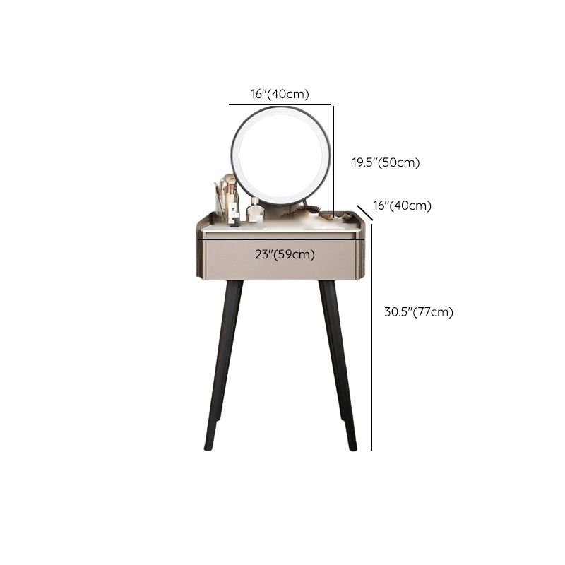 Contemporary Gray Lighted Mirror Bedroom Wood With Drawer Dressing Table