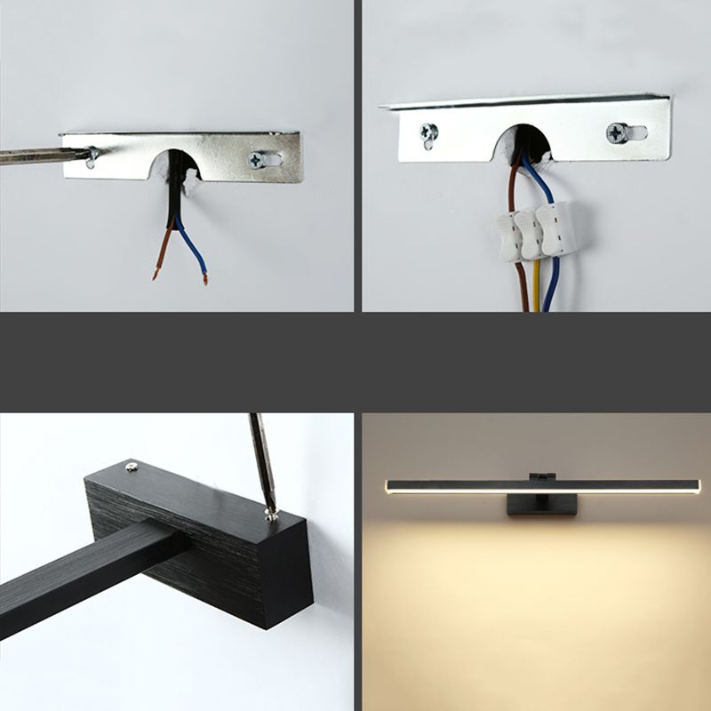 Lineaire SCONCE LICTE FICTURE Hedendaags aluminium LED Badkamer Wandlamp in het zwart