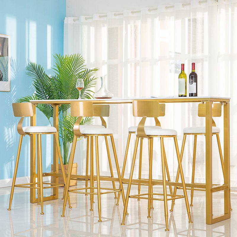 1/4/7 Pieces Glam Iron Bar Table Set Rectangle Bistro Set with White Faux Marble Top