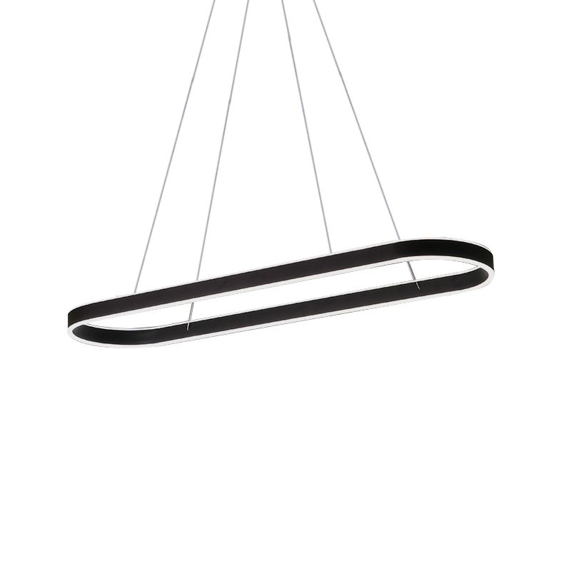 Simplicity Ellipse LED Island Pendant Acrylic Living Room Hanging Ceiling Light in Black/White/Gold, 31.5"/39"/47" Width