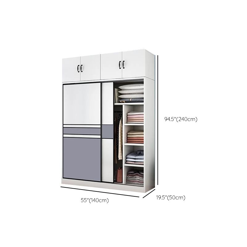 Freestanding Wood Frame Wardrobe Armoire Sliding Soft Close Doors Wardrobe