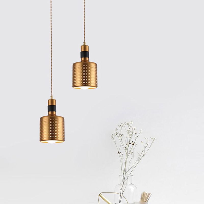 Modern Shaded Hanging Pendant Light Metal Dinning Room Suspended Lighting Fixture in Gold
