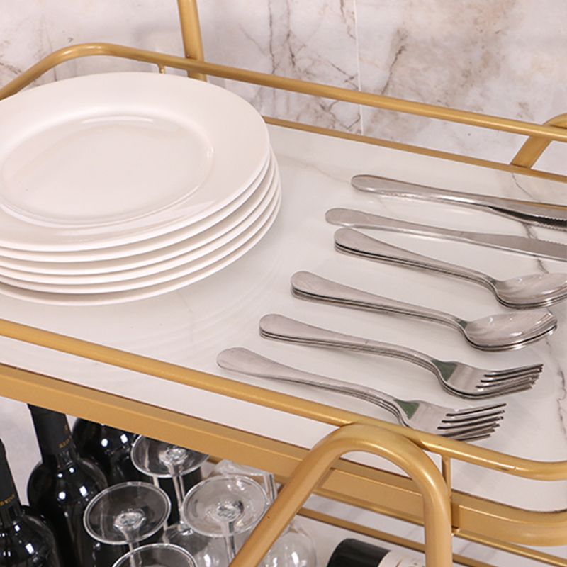 Modern 31.1"H Rolling Prep Table Metal Prep Table with Open Storage