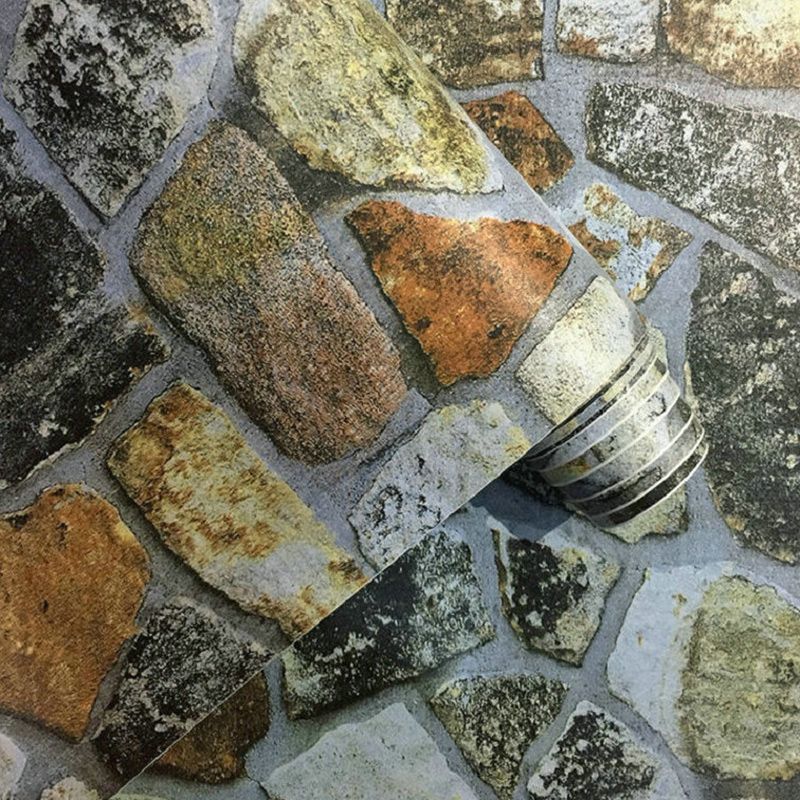 Self-Sticking Stone Look Wallpaper Industrial Style PVC Wall Decor, 33' L x 17.5" W