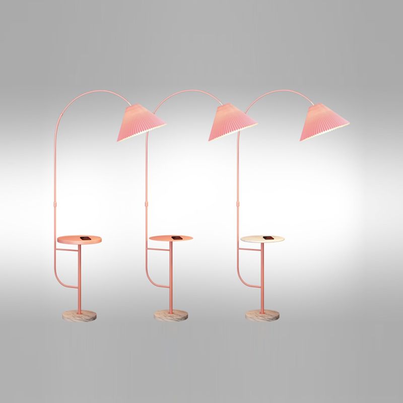 Modern Metal Floor Reading Lamp Conic 1-Light Floor Light with Desktop for Bedroom