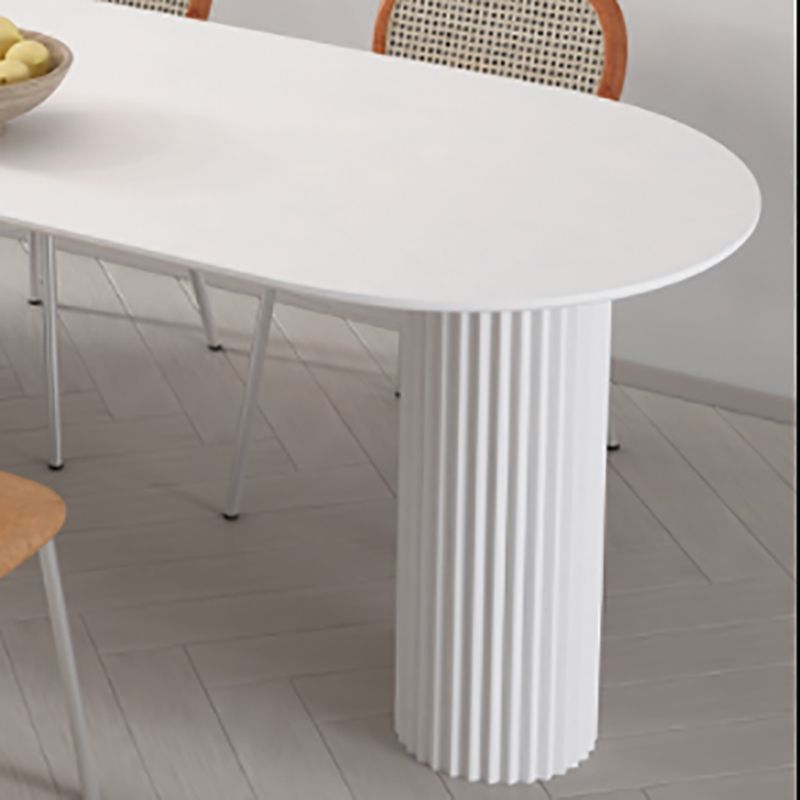 Irregular Shape White Table for Restaurant Modern Island Table with Double Pedestal
