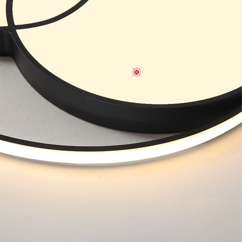 Black Interlocking Circles Design LED Ceiling Light Simplicity Modern Aluminum Lighting Fixture with Acrylic Shade