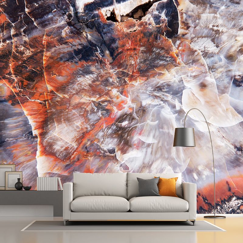 Red Brown Rock Painting Murals Abstract Modern Waterproof Wall Covering for Home