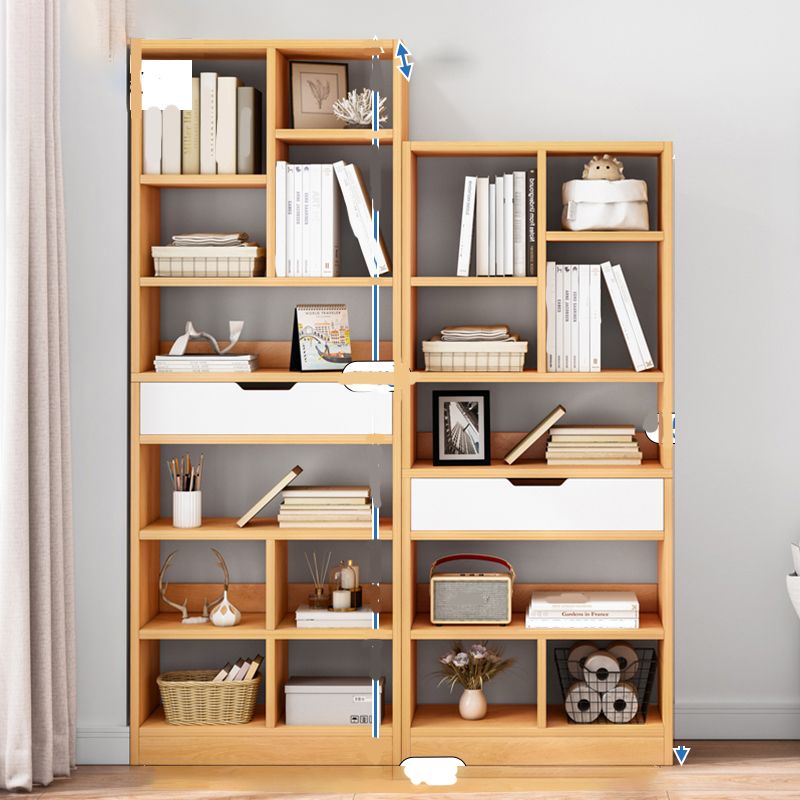 Manufactured Wood Standard Bookshelf Vertical Open Bookcase with Drawer