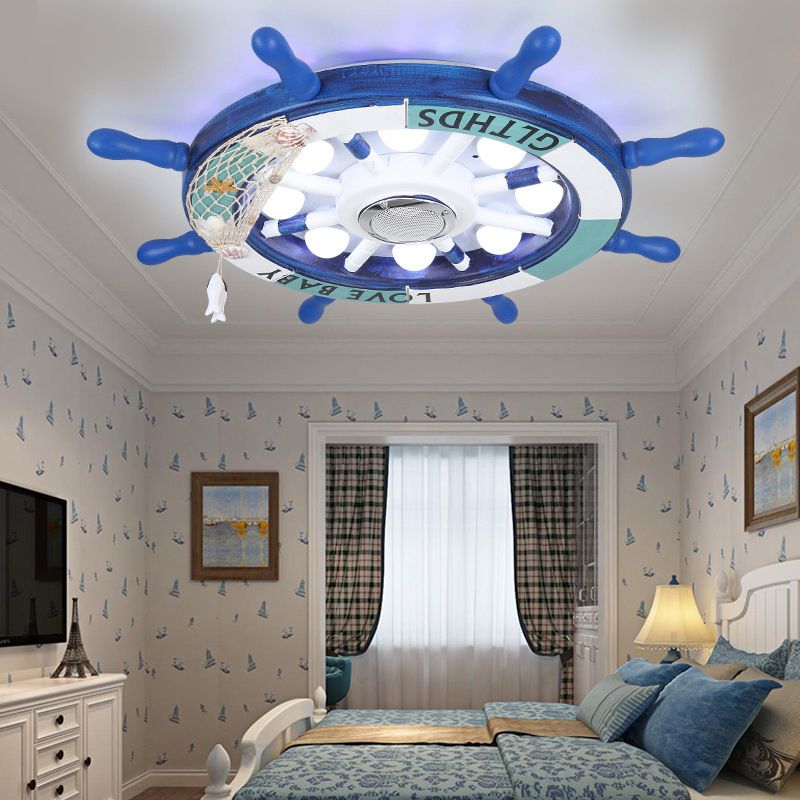 Plafonnier LED bleu en métal pour enfants, luminaire de plafond pour chambre d'enfant