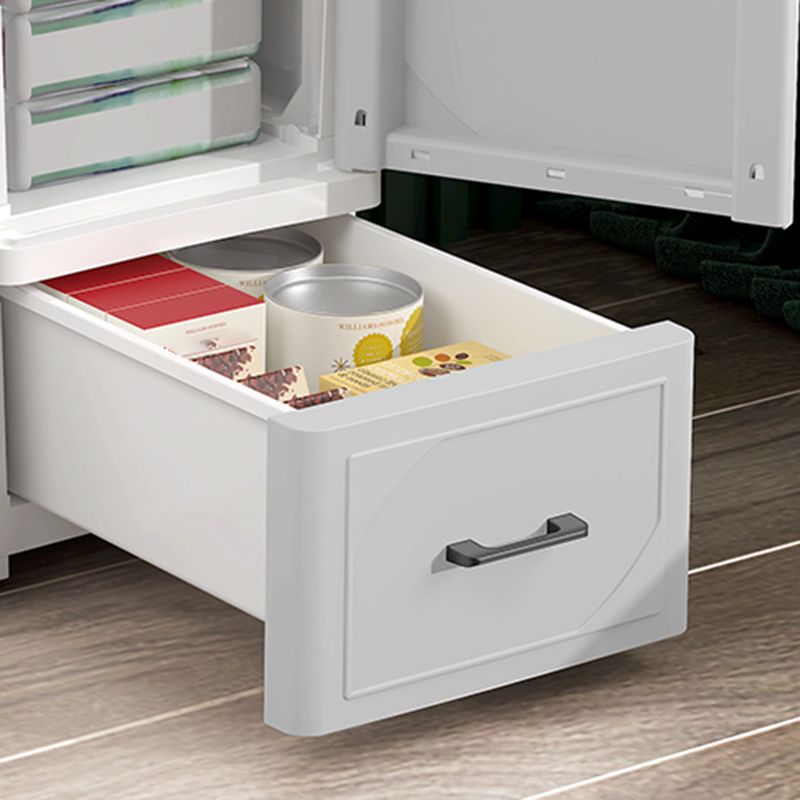 White and Grey Plastic Nightstand 13.78" D Modern 1-Door Nightstand