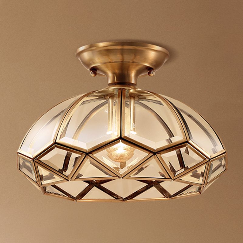 Shaded Close to Ceiling Light Vintage Style Glass Ceiling Flush Mount