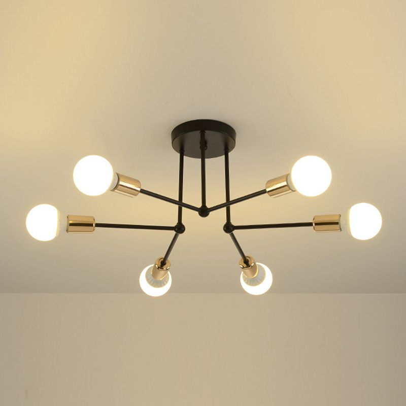 Sputnik Metal Ceiling Light Fixture Loft Style Bedroom Semi Flush Ceiling Light