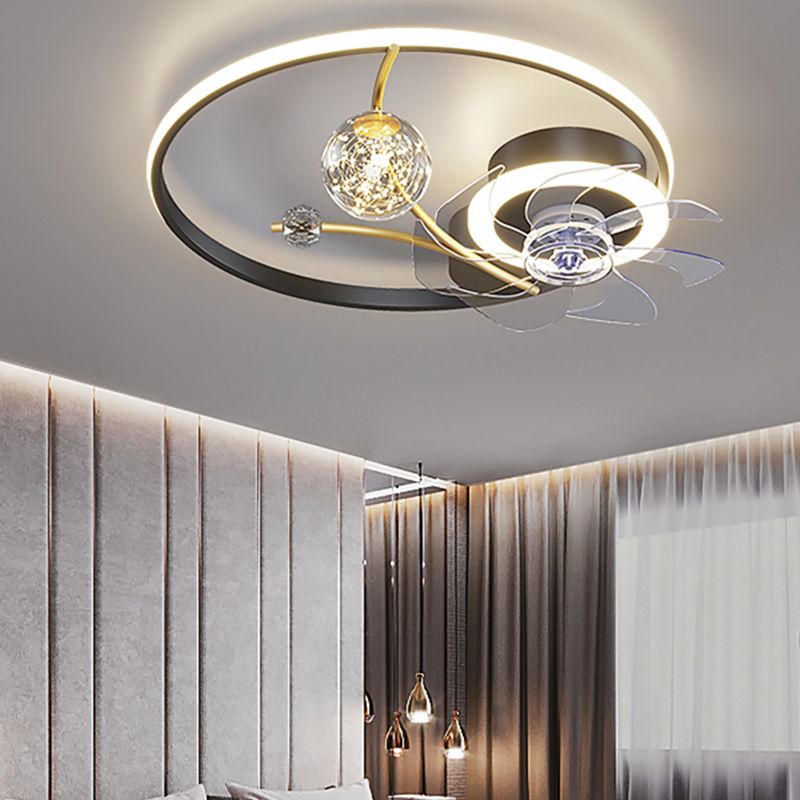 Multi Light Ceiling Fan Lighting Modern Style Metal Ceiling Fan Light for Bedroom