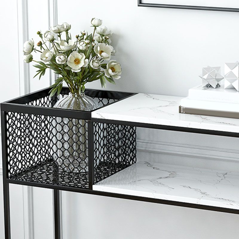 Contemporary Console Accent Table Antique Finish Sofa Console Table in Marble