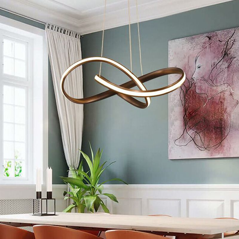 Lámpara de colgación lineal de aluminio LED minimalista moderno con sombra de silicona