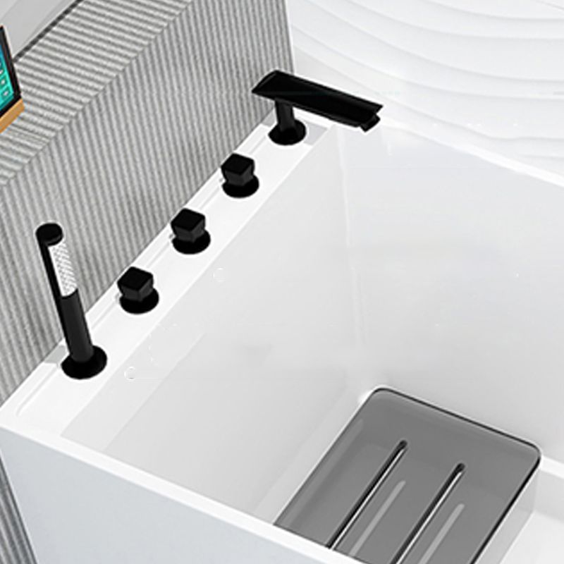 Modern Acrylic White Bathtub Rectangle Back to Wall with Drain Bath Tub