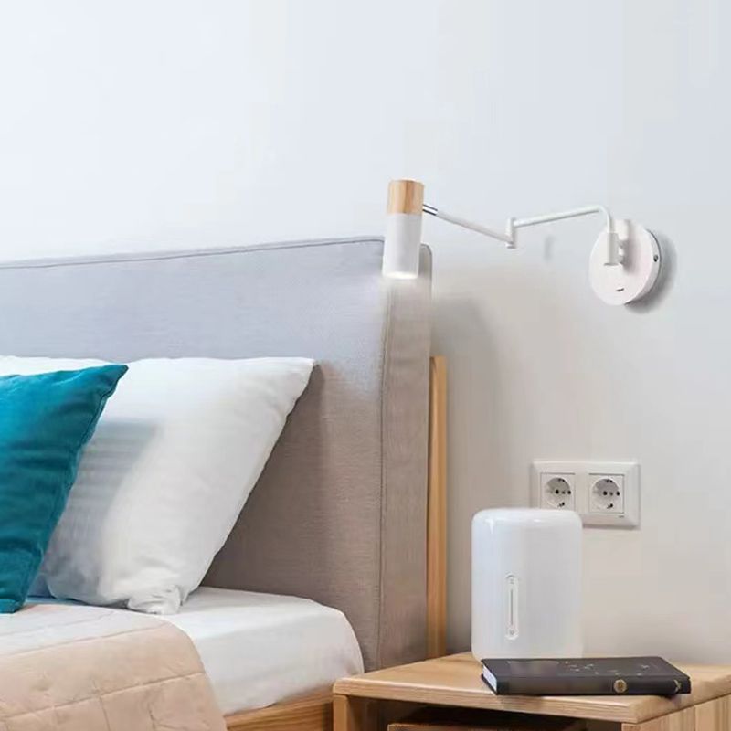 Modern Circle Shape Wall Sconce Reading Wall Light with Metal Shade for Bedroom