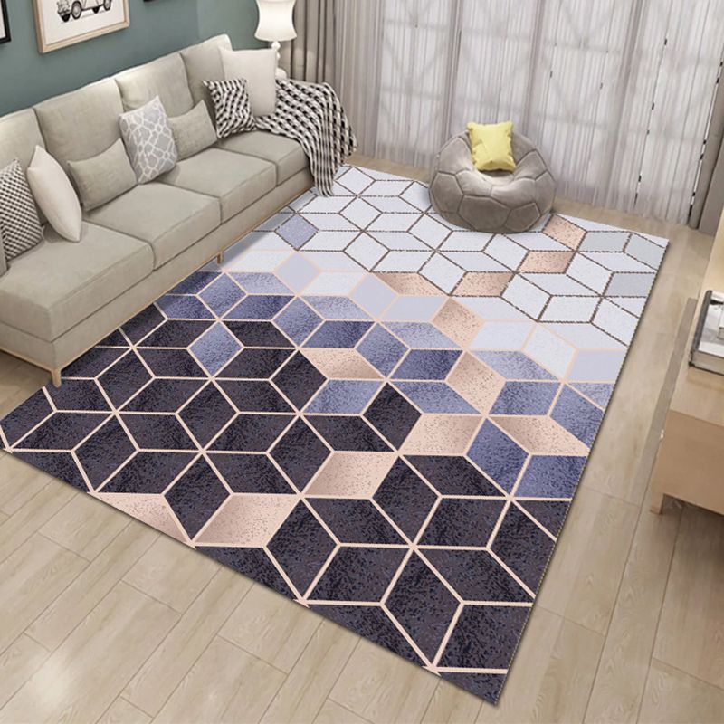 Stylish Abstract Print Carpet Washable Rug Polyester Stain Resistant Carpet for Home Decor