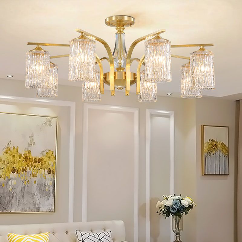 Light Luxury Crystal Ceiling Lamp Cylinder Shape Ceiling Light for Bedroom