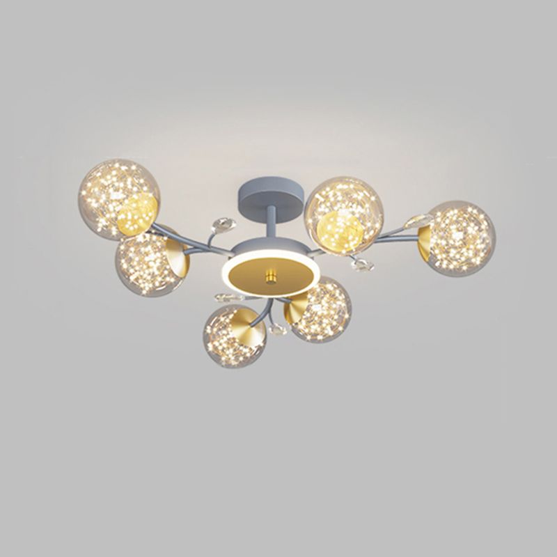 Blue Sputnik a filo con soffitto a sfioramento Luce di vetro moderno per soggiorno per soggiorno