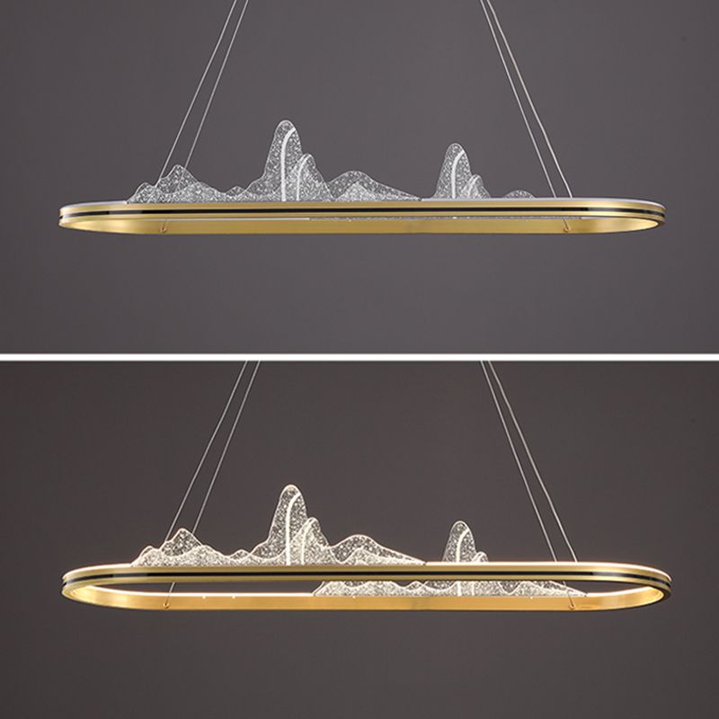 Contemporary Oval Island Lighting Metal 1 Light Island Light Fixture for Kitchen