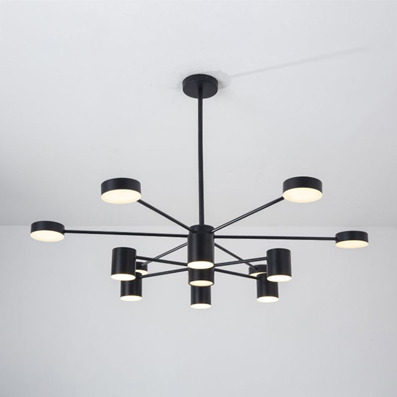 Luces de lámpara de metal de sombra de cilindro accesorios de iluminación de araña modernos en negro