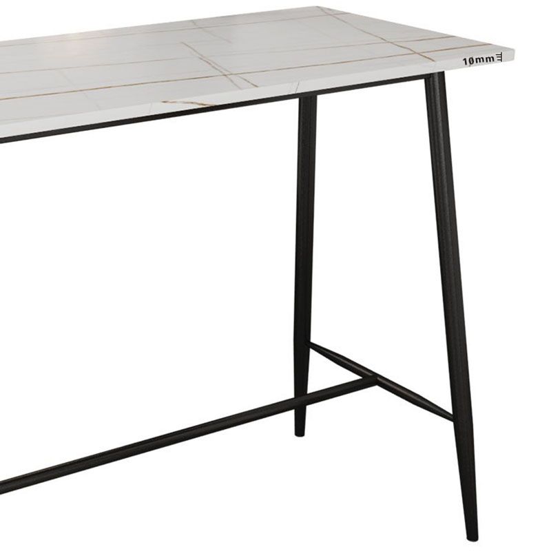 Industrial Black Metal Bar Table Faux Marble Rectangle Top Bistro Table - 47" x 23" x 41"