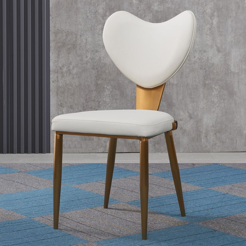 Faux Leather Kitchen Dining Chairs Glam Side Chairs with Metal Base