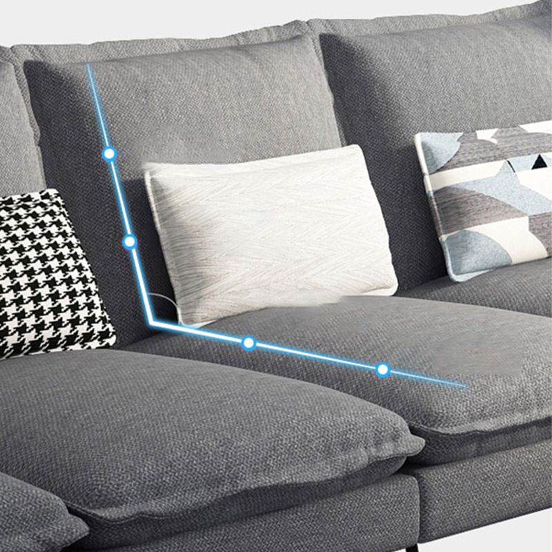 Linen Blend L-Shape Sectional with Pillows Back for Living Room