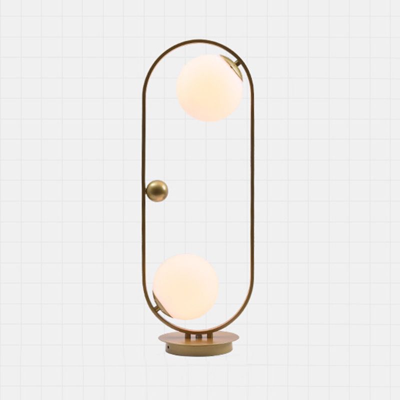 Orb-Shade Nightstand Light Minimalist Opal Frosted Glass Bedroom Table Lamp