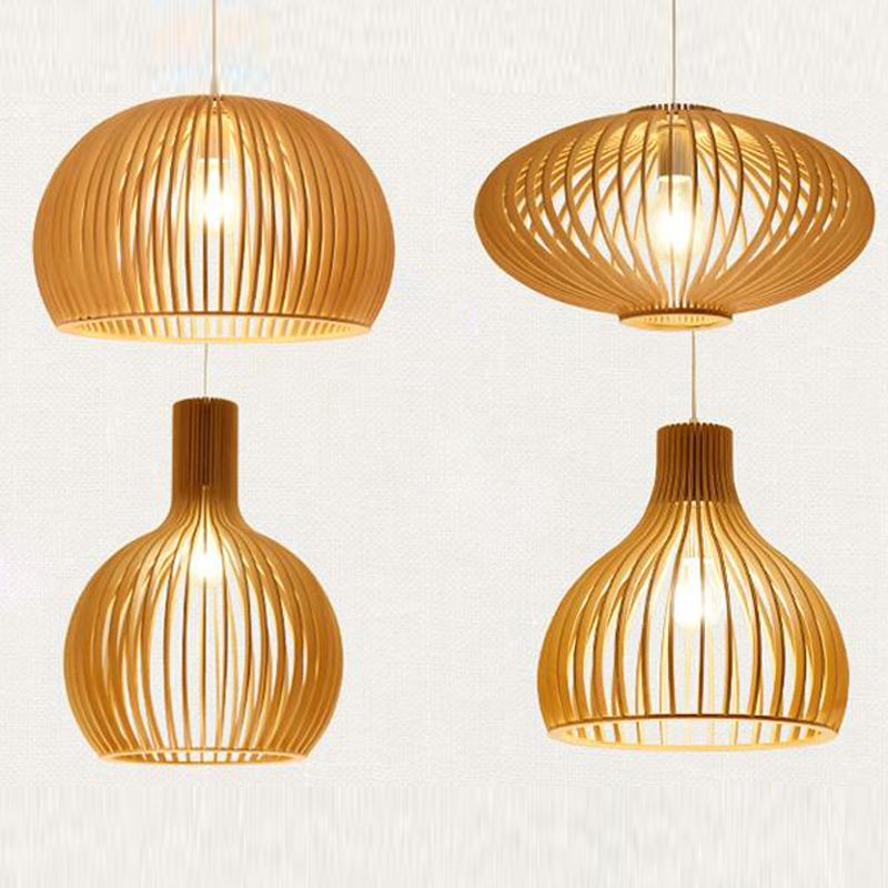 Éclairage suspendu de style contemporain avec une teinte en bois avec une teinte en bois