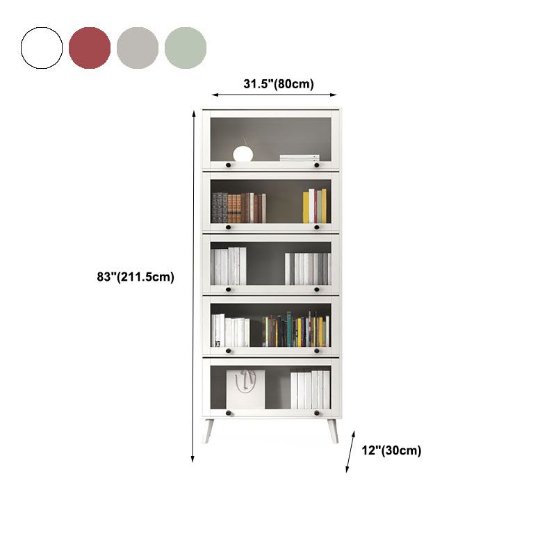 Modern Style Bookcase Closed Back Bookshelf with Glass Door for Home Office