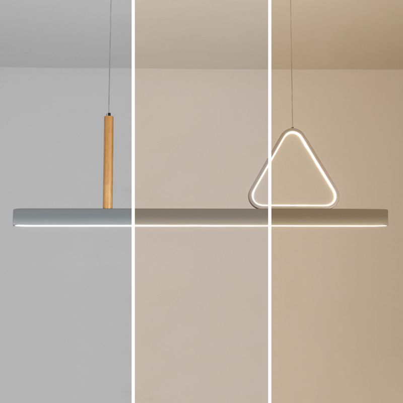 Sala de estar nueva iluminación moderna de isla LED lineal de metal lineal en gris