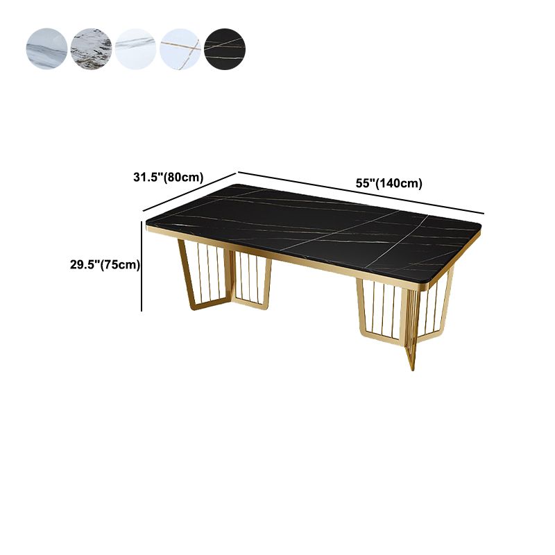 Sintered Stone Dining Table Traditional Luxury Dining Table with Gold Frame for Kitchen