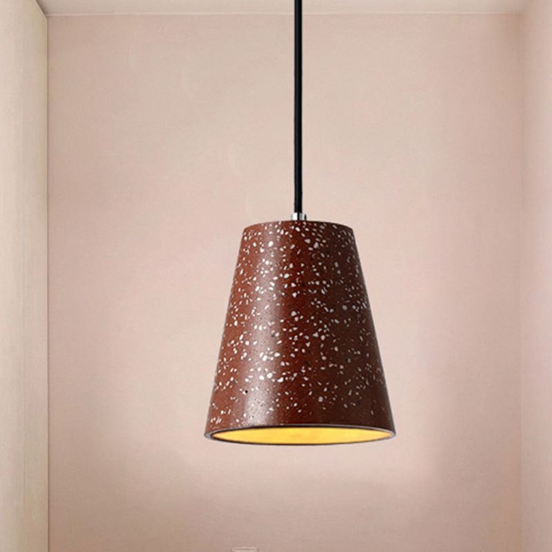 Concrete Cone Pendant Lighting Simplicity 1 Light Black/White/Brown Hanging Light
