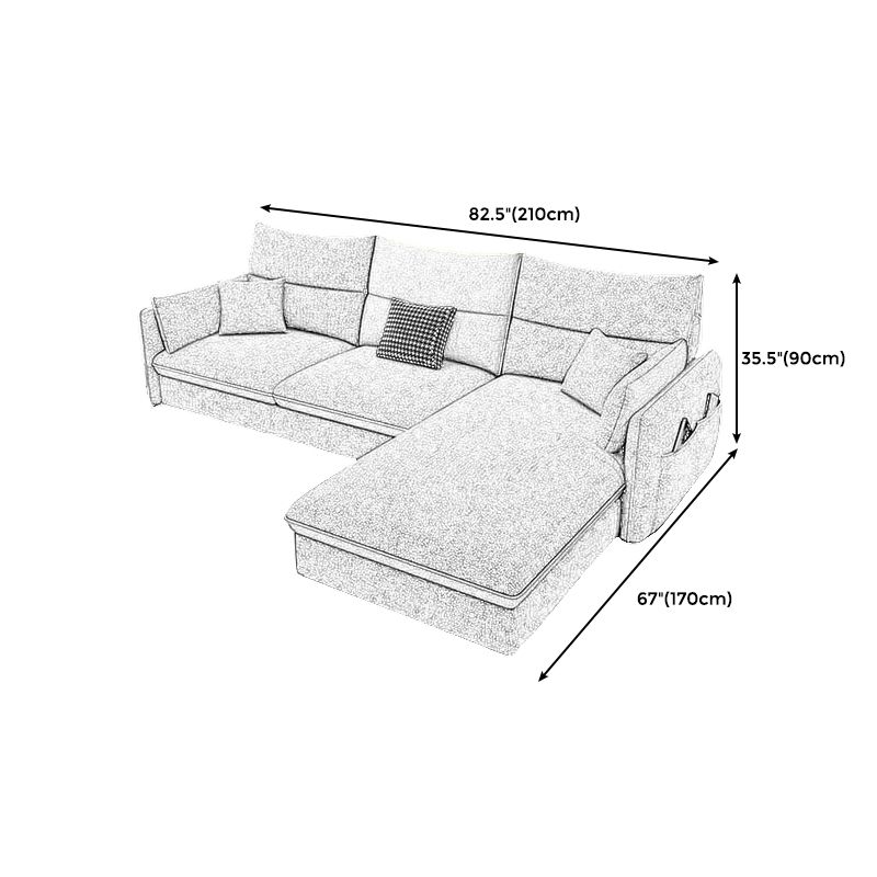 Modern Pillow Top Arm Sectional with Removable Cushions for Living Room