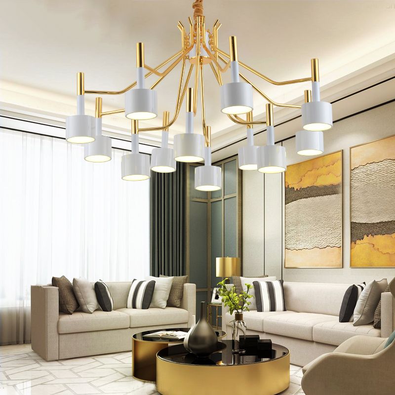 Postmodern Style Chandelier Branching Hanging Pendant Light with Iron Shade