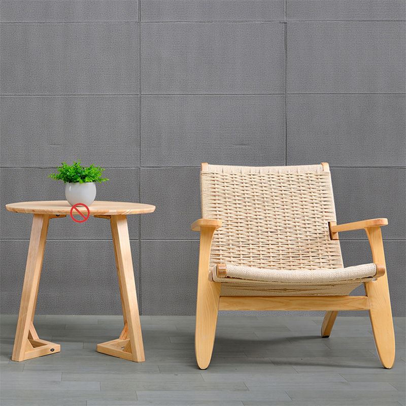 Nordic Arms Included Wood Square Arms Woven Back Lounge Accent Chair