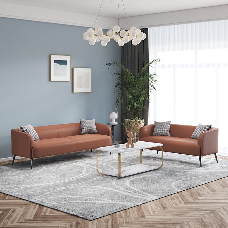 3-Seater 26.8-Inch D Sofa Tuxedo Arm Faux Leather Standard Sofa