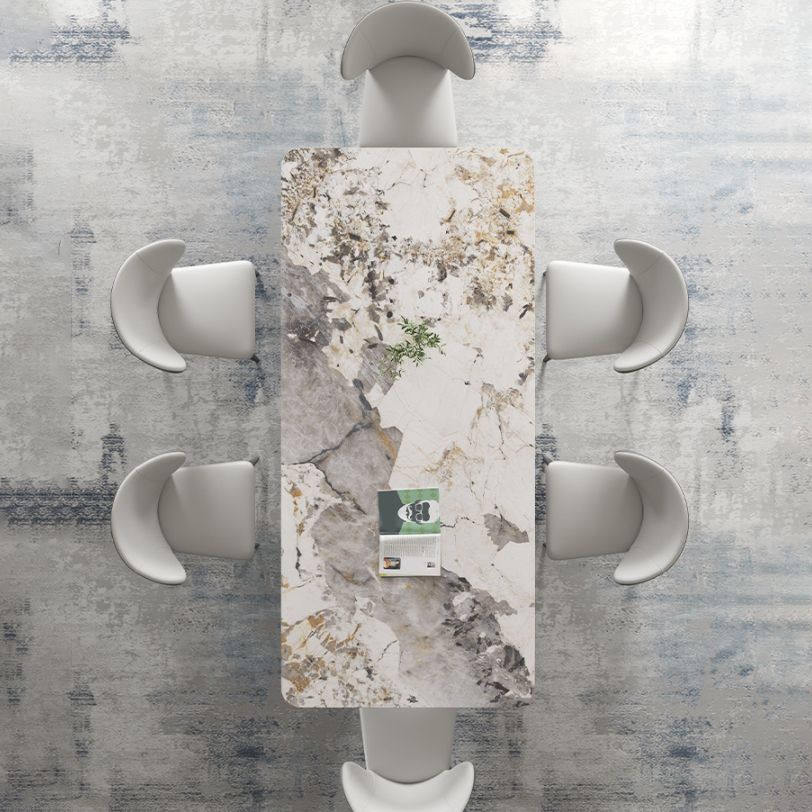 Modern Dining Room Set 1/3/4/5/8 Pcs Sintered Stone Top Table with Wingback Chairs