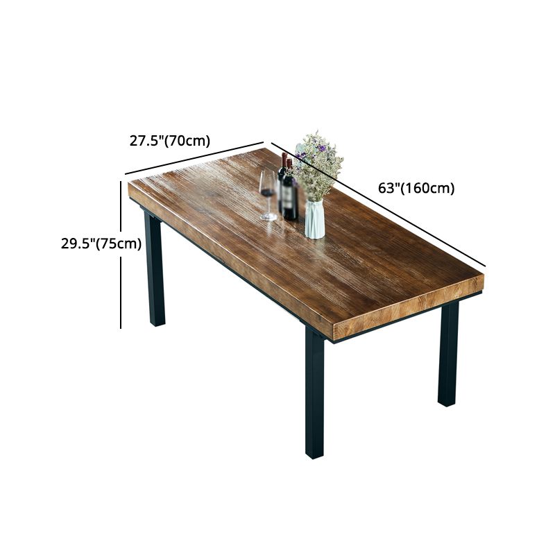 Industrial 1/2/5/7 Pieces Dining Set Solid Wood Dining Table with Leather Chairs