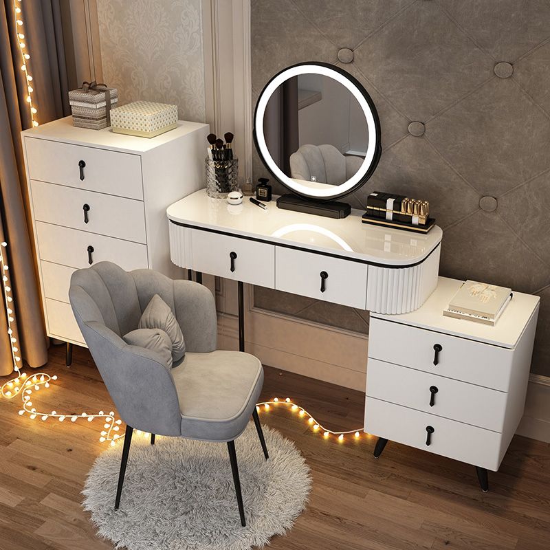Wooden Makeup Counter Adjustable Mirror Vanity Dressing Table with Drawer