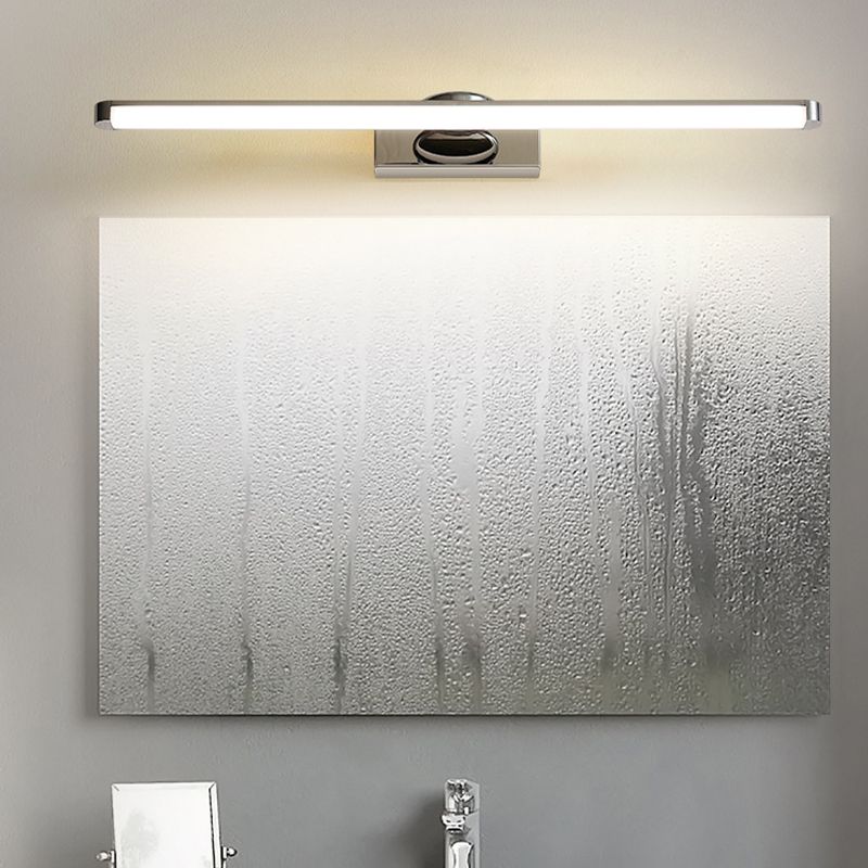 Modern Vanity Lighting Metal Wall Light Fixture in Silver for Bathroom