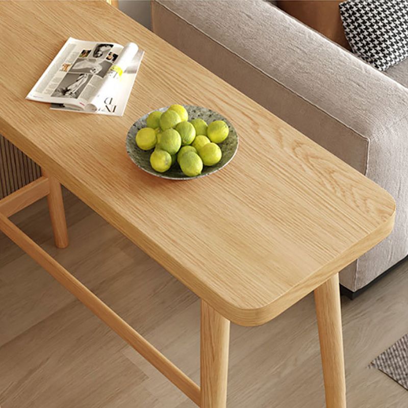 Industrial Natural Bar Table Solid Wood Bar Height Table with Trestle Base