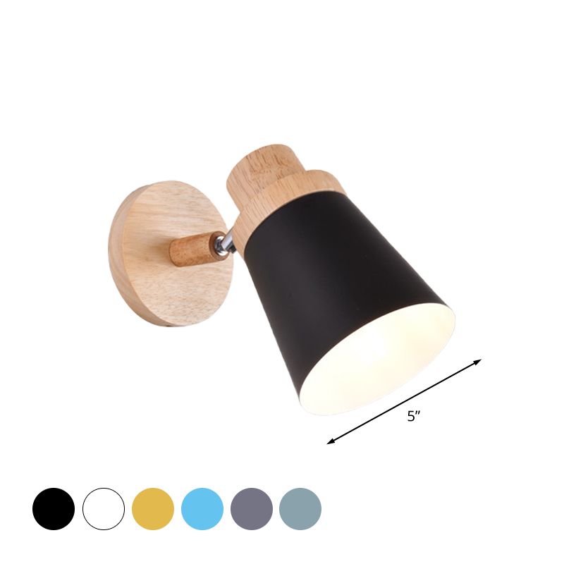 Coolie Shade Baby Room Wall Light Rotatable Metal One Bulb Nordic Style Wall Lamp