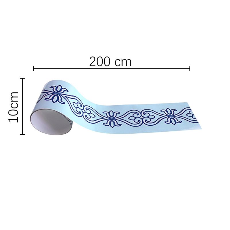Retro Floral Print Stick Wallpaper Blue and White Easy Peel off Wall Art for Kitchen