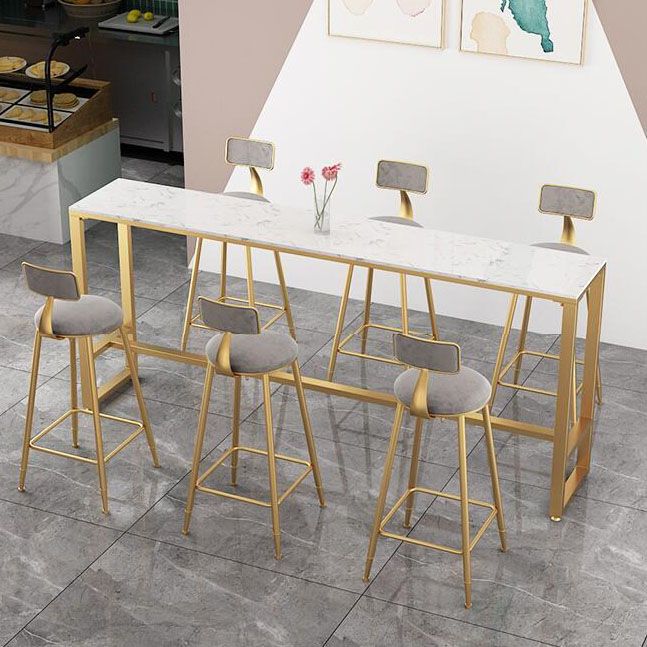 Luxurious Rectangular Pub Table Set 1/4/7 Pieces Stone Top Counter Table Set