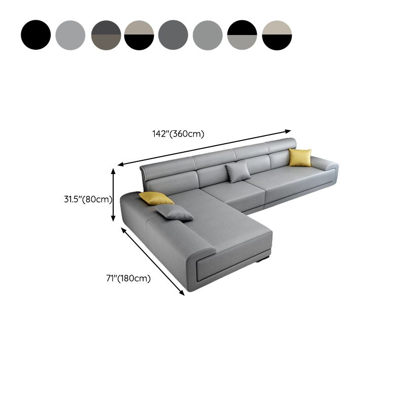 4-seat Contemporary Fabric/Faux Leather Pillow Top Arm Sofa for Living Room